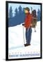 Snow Hiker, North Conway, New Hampshire-Lantern Press-Framed Art Print