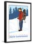 Snow Hiker, North Conway, New Hampshire-Lantern Press-Framed Art Print