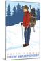 Snow Hiker, North Conway, New Hampshire-Lantern Press-Mounted Art Print