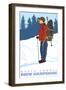 Snow Hiker, North Conway, New Hampshire-Lantern Press-Framed Art Print