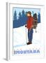 Snow Hiker, Red Lodge, Montana-Lantern Press-Framed Art Print