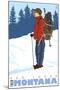 Snow Hiker, Red Lodge, Montana-Lantern Press-Mounted Art Print