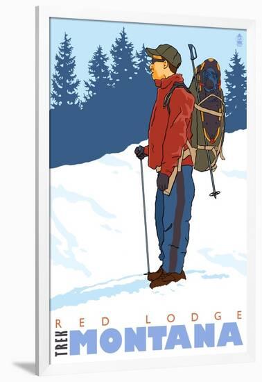 Snow Hiker, Red Lodge, Montana-Lantern Press-Framed Art Print