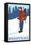 Snow Hiker, Red Lodge, Montana-Lantern Press-Framed Stretched Canvas