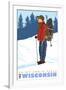 Snow Hiker, Saint Croix Falls, Wisconsin-Lantern Press-Framed Art Print