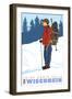 Snow Hiker, Saint Croix Falls, Wisconsin-Lantern Press-Framed Art Print