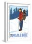 Snow Hiker, Sebago, Maine-Lantern Press-Framed Art Print