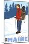 Snow Hiker, Sebago, Maine-Lantern Press-Mounted Art Print