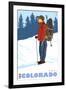 Snow Hiker, Vail, Colorado-Lantern Press-Framed Art Print