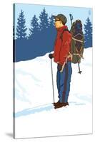 Snow Hiker-Lantern Press-Stretched Canvas