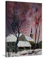 snow in sevry village ardennes-Pol Ledent-Stretched Canvas