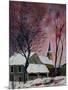 snow in sevry village ardennes-Pol Ledent-Mounted Art Print