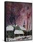 snow in sevry village ardennes-Pol Ledent-Framed Stretched Canvas