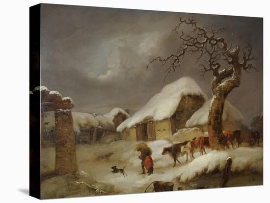 Snow in the Farmyard, 1812-Joseph Rhodes-Stretched Canvas