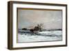 Snow Landscape in the Setting Sun. Painting by Charles Francois Daubigny (1817-1878), 1873. Barbizo-Charles Francois Daubigny-Framed Giclee Print