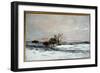 Snow Landscape in the Setting Sun. Painting by Charles Francois Daubigny (1817-1878), 1873. Barbizo-Charles Francois Daubigny-Framed Giclee Print