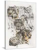 Snow Leopard and Ghost Image-Barbara Keith-Stretched Canvas