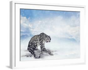 Snow Leopard Sitting on the Rock-Svetlana Foote-Framed Photographic Print