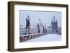 Snow Morning at Charles Bridge in Winter, Prague, Czech Republic-Nataliya Hora-Framed Photographic Print