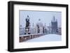Snow Morning at Charles Bridge in Winter, Prague, Czech Republic-Nataliya Hora-Framed Photographic Print