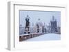 Snow Morning at Charles Bridge in Winter, Prague, Czech Republic-Nataliya Hora-Framed Photographic Print