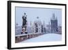 Snow Morning at Charles Bridge in Winter, Prague, Czech Republic-Nataliya Hora-Framed Photographic Print