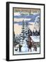 Snow Mountain Ranch, Colorado - Snowman Scene-Lantern Press-Framed Art Print