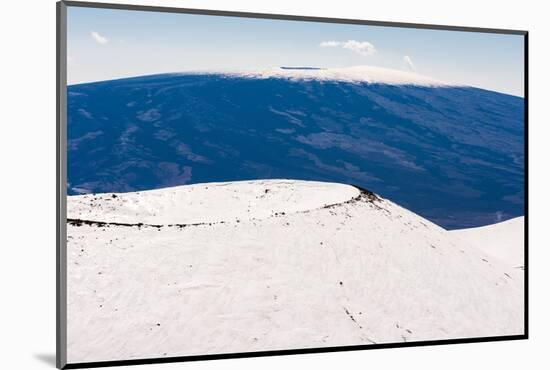 Snow on Mauna Kea, with Mauna Loa in the distance, Big Island, Hawaii-Mark A Johnson-Mounted Photographic Print