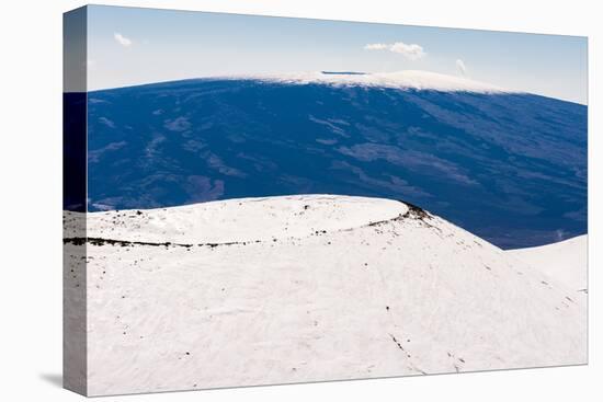 Snow on Mauna Kea, with Mauna Loa in the distance, Big Island, Hawaii-Mark A Johnson-Stretched Canvas