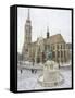 Snow on St. Stephen's Statue, Castle Hill Area, Budapest, Hungary-Christian Kober-Framed Stretched Canvas