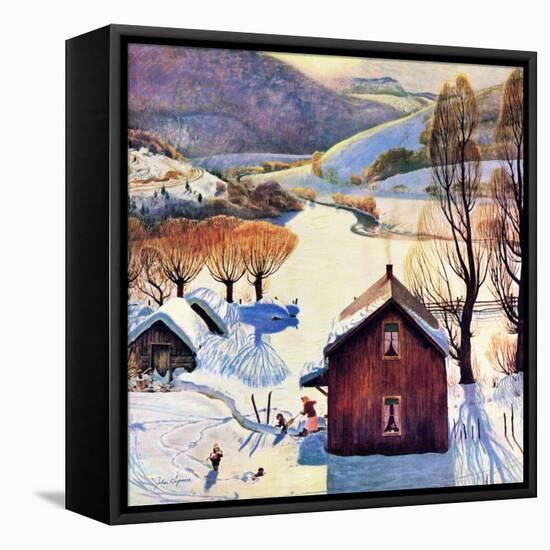 "Snow on the Farm", December 22, 1956-John Clymer-Framed Stretched Canvas