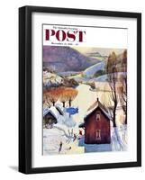 "Snow on the Farm" Saturday Evening Post Cover, December 22, 1956-John Clymer-Framed Giclee Print