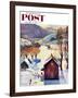 "Snow on the Farm" Saturday Evening Post Cover, December 22, 1956-John Clymer-Framed Giclee Print