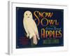 Snow Owl Apple Label - Yakima, WA-Lantern Press-Framed Art Print