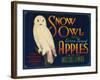 Snow Owl Apple Label - Yakima, WA-Lantern Press-Framed Art Print