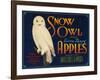 Snow Owl Apple Label - Yakima, WA-Lantern Press-Framed Art Print