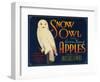 Snow Owl Apple Label - Yakima, WA-Lantern Press-Framed Art Print