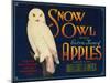 Snow Owl Apple Label - Yakima, WA-Lantern Press-Mounted Art Print