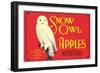 Snow Owl Apple Label-null-Framed Art Print