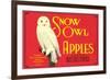 Snow Owl Apple Label-null-Framed Art Print