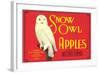 Snow Owl Apple Label-null-Framed Art Print