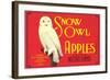 Snow Owl Apple Label-null-Framed Art Print