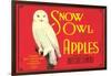 Snow Owl Apple Label-null-Framed Art Print