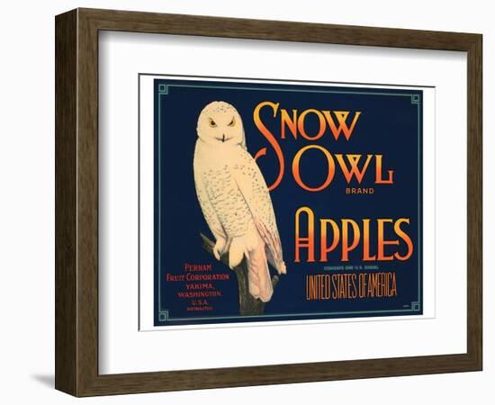 Snow Owl Brand Apples-null-Framed Art Print