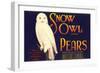 Snow Owl Pear Label-null-Framed Premium Giclee Print