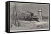 Snow-Plough on the Grand Trunk Railway, Canada-null-Framed Stretched Canvas