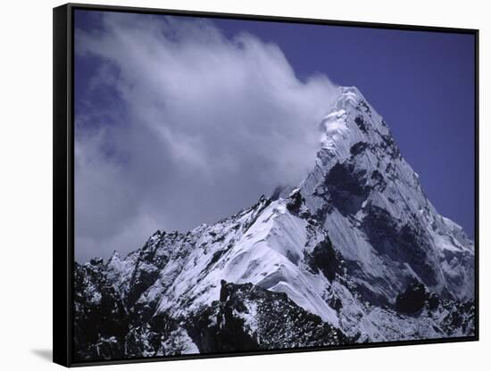 Snow Plumes from the Top of Mount Amadablam, Nepal-Michael Brown-Framed Stretched Canvas