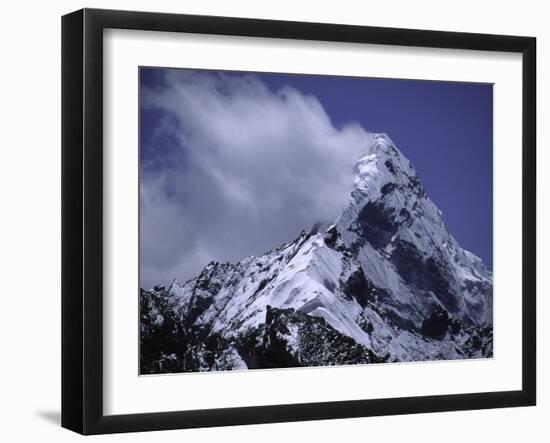 Snow Plumes from the Top of Mount Amadablam, Nepal-Michael Brown-Framed Photographic Print