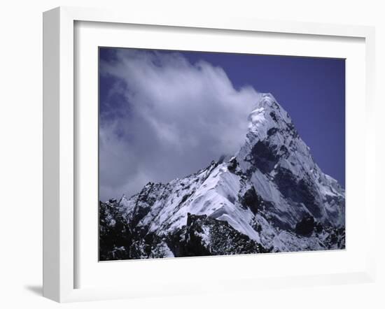 Snow Plumes from the Top of Mount Amadablam, Nepal-Michael Brown-Framed Photographic Print