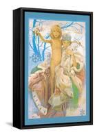 Snow Queen and Child-Alphonse Mucha-Framed Stretched Canvas